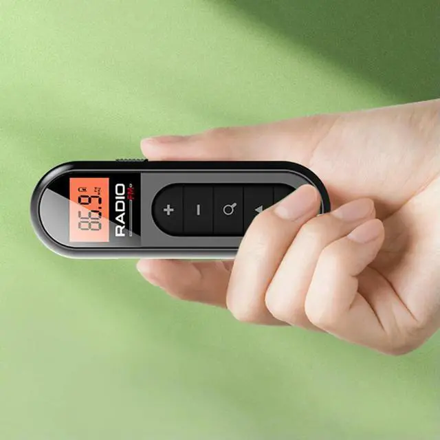 Alt view image 3 of 3 - Mini Pocket FM Radio Rechargeable Lavalier Radio with Backlight LCD Display Stereo Radio 3.5mm Headphone Jack for Meeting Sports
