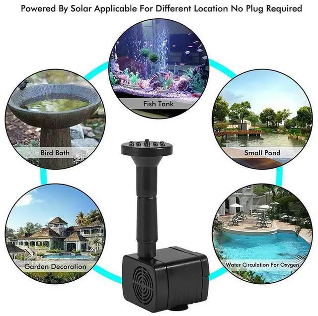 Alt view image 3 of 3 - Solar Hydroponics Submersible Pump Easy Installation with 6 Nozzles Multifunctional Decorative Props Portable for Outdoor Garden