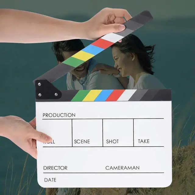 Alt view image 2 of 3 - Colorful Director Video Scene Clapper Acrylic Dry Erase Clapper Board Cut Prop