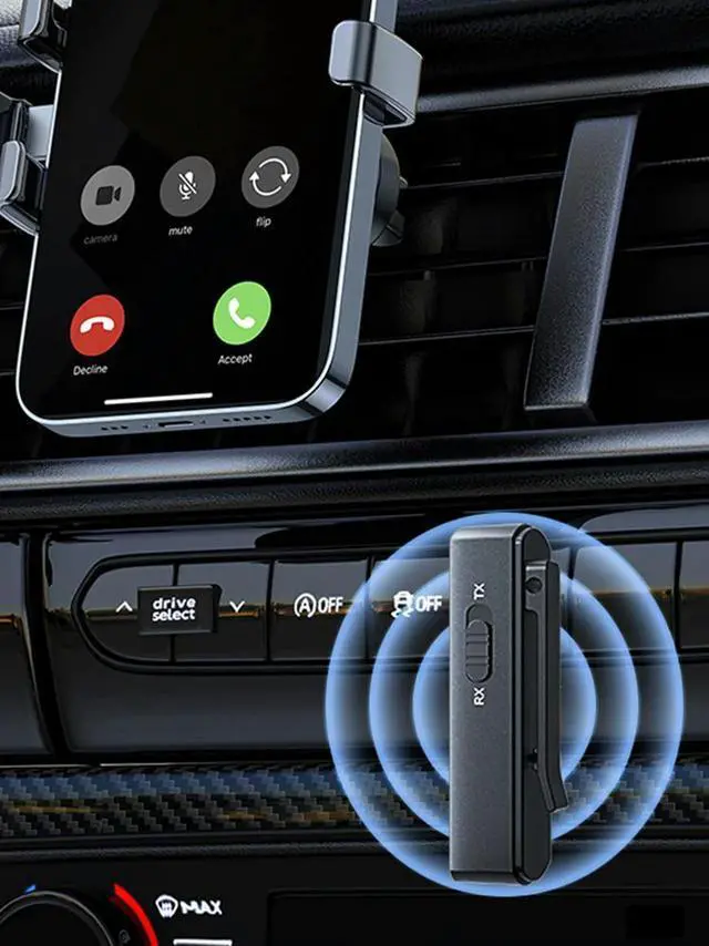 Main image of BT 5.3 Portable Audio Adapter with Mic Mini Car Audio Connector Low Latency Wireless Transmitter for Music Streaming in Vehicles