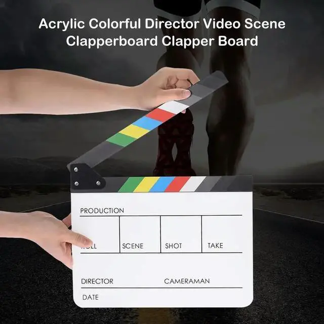 Alt view image 3 of 3 - Colorful Director Video Scene Clapper Acrylic Dry Erase Clapper Board Cut Prop