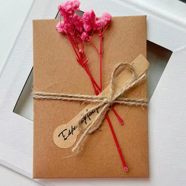 Alt view image 3 of 3 - 10Pcs Gypsophila Greeting Card Multi-Purpose Retro Kraft Paper Birthday Card Wear Resist Sunflower Birthday Card for Gift Card