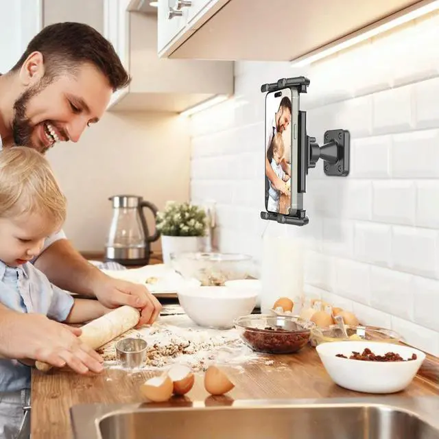 Alt view image 3 of 3 - 360 Adjustable Tablet Holder Wall Mounted Stabilization Bracket Hand-Free Tablet Stand for 4.7-7.2'' Tablet