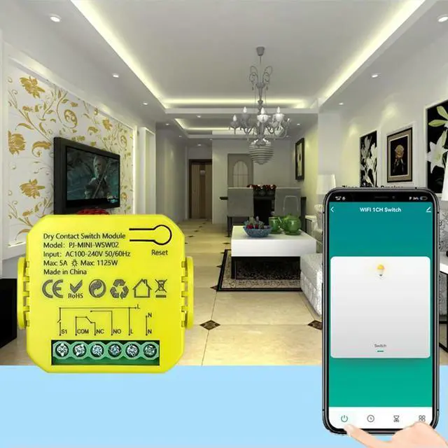 Alt view image 3 of 3 - Tuya Life Dry Contact Switch Module App Remote Control Timer Function 5A DC12V 24V AC100-240V Supports Alexa Google