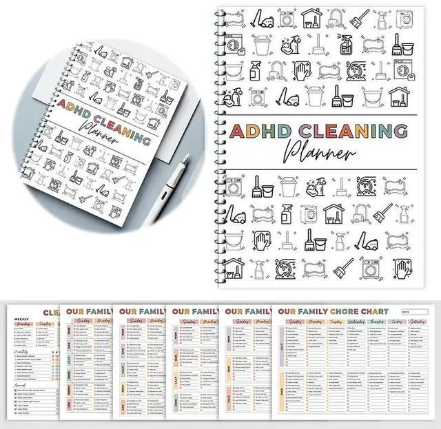 Alt view image 2 of 3 - ADHD Cleaning Planner Cleaning Schedule and Checklist Organizer Chore Chart Notebook for Home DIY Schedule & Organizer