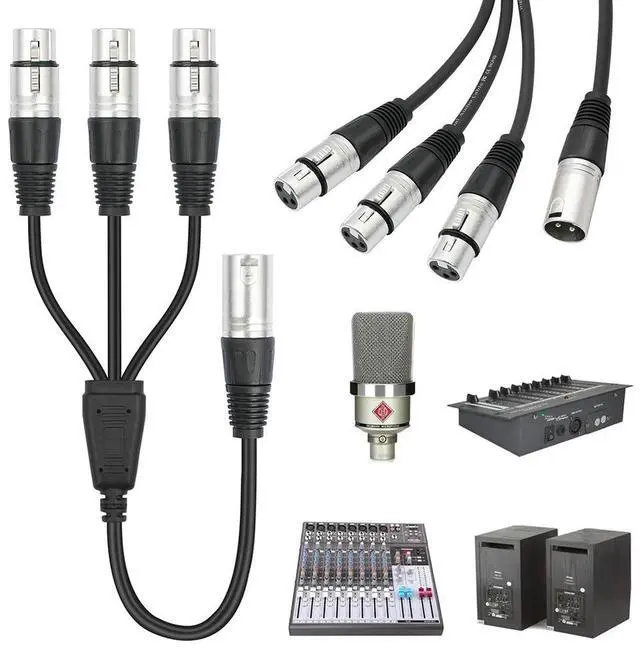 Alt view image 2 of 3 - 3Pin XLR Splitter Foil+Braided Shielded Audio Cable Adaptor Wear Resist Balanced XLR Mic Cord for Mixer Microphone Amplifier