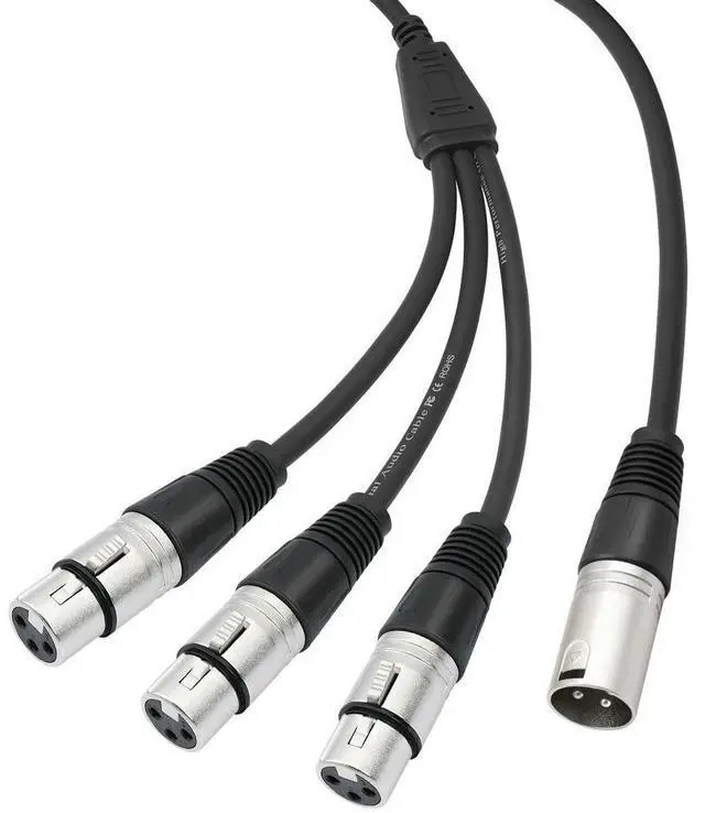 Main image of 3Pin XLR Splitter Foil+Braided Shielded Audio Cable Adaptor Wear Resist Balanced XLR Mic Cord for Mixer Microphone Amplifier