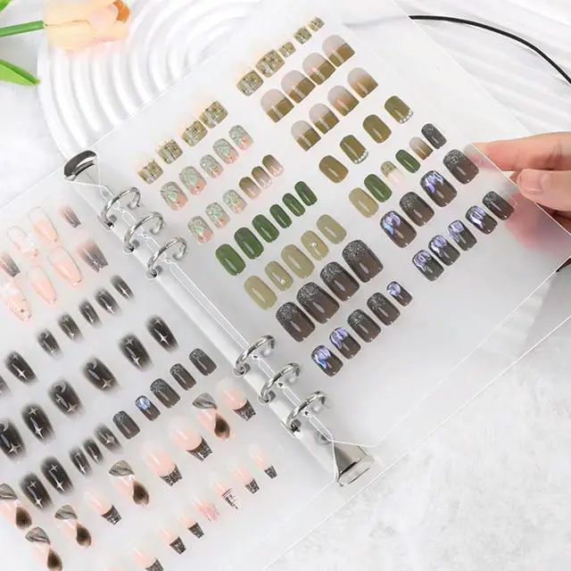 Alt view image 3 of 3 - Nail Art Ring Binder Nail Art Collection Binder Matte Loose Leaf Nail Art Binder Fake Nails Display Book for Nail Art Lovers