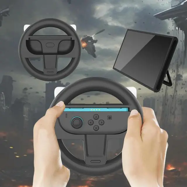 Alt view image 2 of 3 - 2Pcs Gaming Racing Steering Wheel Wear Resist Ergonomic Joystick Steering Wheel Reusable Innovative Gamepad Handle Grips for NS2