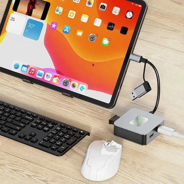 Alt view image 2 of 3 - USB 3.2 Hub 4 in 1 USB C Hub Aluminium Alloy Case USB C Dock USB Type C Multiport Adapter Docking Station Computer Accessories