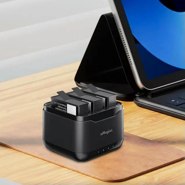 Alt view image 3 of 3 - 3 Channel Charger with Micro SD Slots & Type C Cable Fast Charger Hub Charger Station for Osmo Action 5 Pro