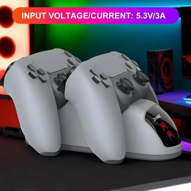 Alt view image 3 of 3 - For Charging Station with LED Indicator Controller Charger Station Charging Cradle Dock for 5 Wireless Gamepad