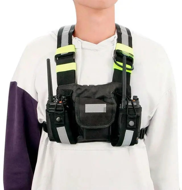 Alt view image 3 of 3 - Radio Chest Harness Adjustable Shoulder Strap Vest Rig Walkie Talkies Front Pack Pouch Case for Baofeng Two Way Radio