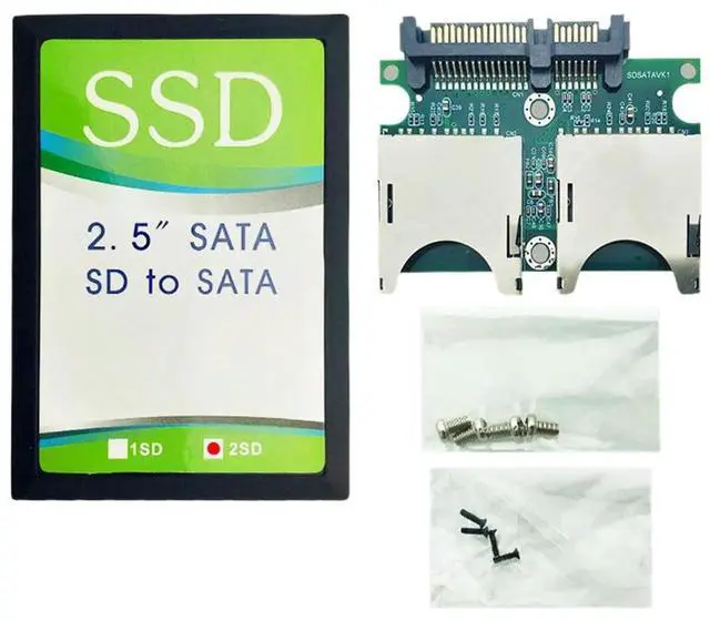 Alt view image 2 of 3 - 2Port Dual SD Memory Card To SATA SDD Card Adapter Converter Convertor Adapter Card with Enclosure Case