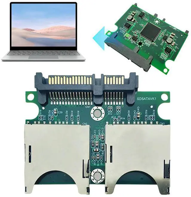 Main image of 2Port Dual SD Memory Card To SATA SDD Card Adapter Converter Convertor Adapter Card with Enclosure Case