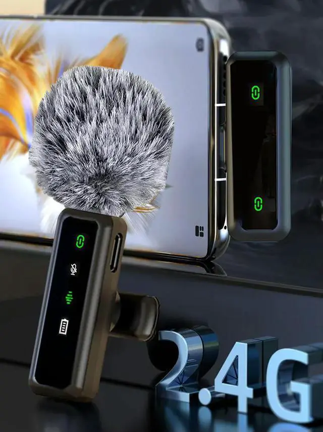 Main image of 2 Pack Wireless Lavalier Microphone with Magnetic Clip Mini Mic with Noise Cancellation Wireless Microphone for Android/