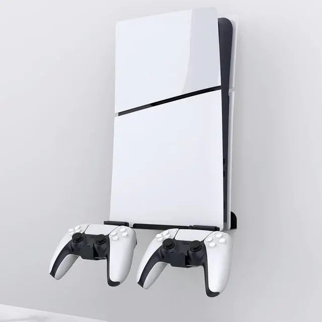 Alt view image 3 of 3 - Wall Mount Kit Display Stand Base with 2 Controller Mounts Wall Hanging Stand for Slim Digital Edition and Disc Edition