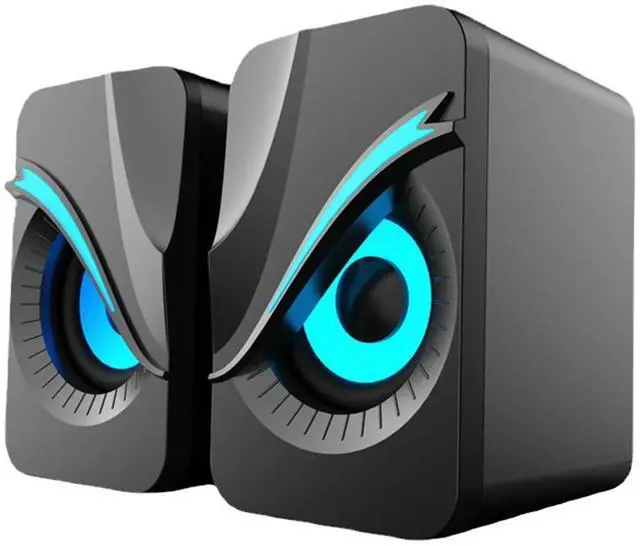 Alt view image 2 of 3 - Computer Speakers with RGB Lights Mini Desktop Speaker Wired Volume Control Subwoofer Speaker for PC Computer Laptop