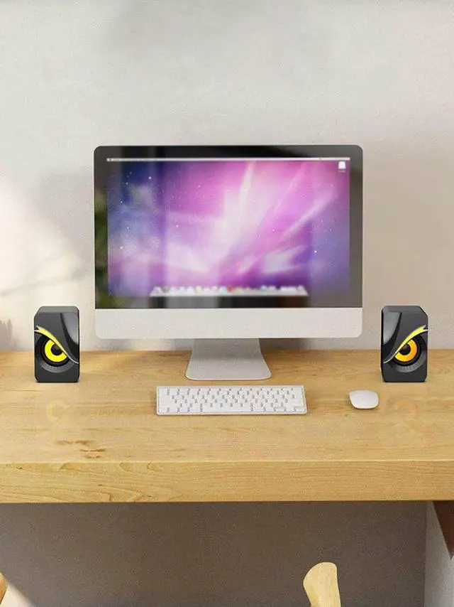 Main image of Computer Speakers with RGB Lights Mini Desktop Speaker Wired Volume Control Subwoofer Speaker for PC Computer Laptop