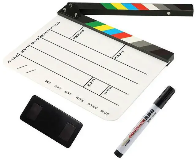 Main image of Acrylic Regarding Clapperboard Clapper Board Dry Erase Director Cut TV Movie Film Action Slate Clap Handmade Cut Prop