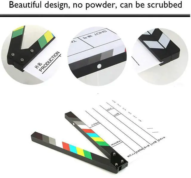 Alt view image 2 of 3 - Acrylic Regarding Clapperboard Clapper Board Dry Erase Director Cut TV Movie Film Action Slate Clap Handmade Cut Prop