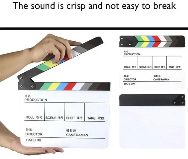 Alt view image 3 of 3 - Acrylic Regarding Clapperboard Clapper Board Dry Erase Director Cut TV Movie Film Action Slate Clap Handmade Cut Prop