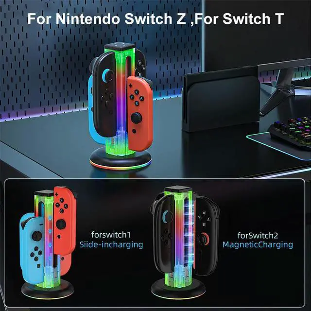 Alt view image 3 of 3 - Controller Charger 4 in 1 Charging Dock with RGB Lights for Nintendo Switch2 Joy-Con Accessories
