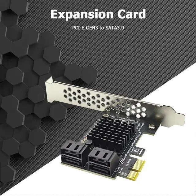 Alt view image 2 of 3 - Hard Disk Drive SSD Adapter Card 4 Port SATA III PCIe Expansion Card 6Gbps SATA to PCI-e 1X Controller with Bracket