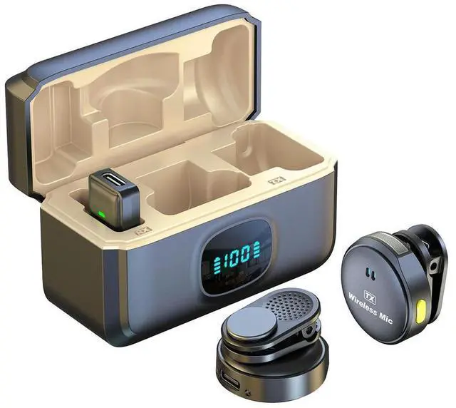 Main image of Wireless Magnetic Lapel Mic Noise Cancelling Lavalier Mic Plug and Play 164ft Range with Charging Case for Streaming Vlog