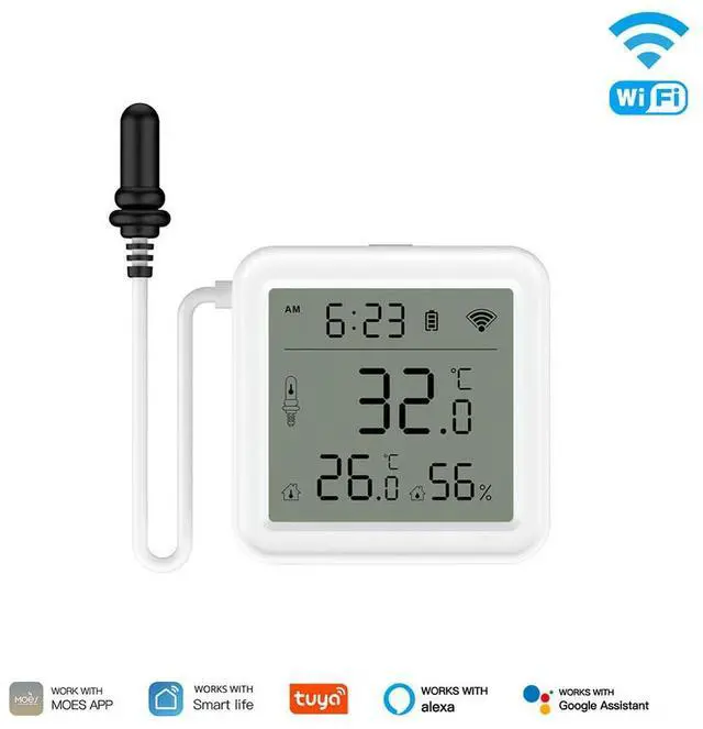 Alt view image 2 of 3 - Temperature Humidity Sensor with External Probe Home Hygrometer APP Monitoring for Plants Aquarium Winery