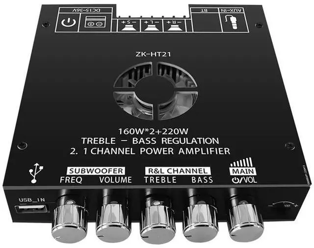 Main image of ZK-HT21 Amplifier Board Module with Subwoofer TDA7498E Stereo Power Amplifier Module DC15-36V AUX/USB Input Bluetooth-Compatible