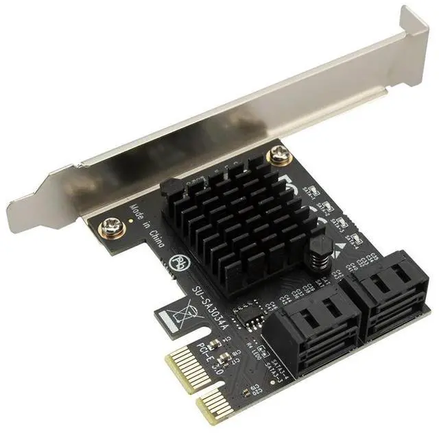Alt view image 2 of 3 - 4 Port SATA III to PCIe PCI Express 3.0 X1 6Gbps Expansion Card Adapter Extension Cable Adapter Card for HDD Image Card
