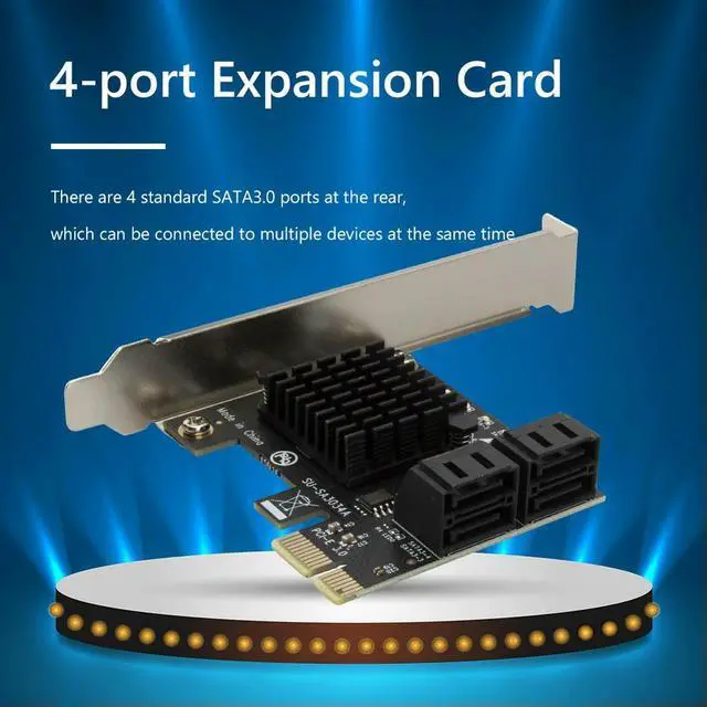 Alt view image 3 of 3 - 4 Port SATA III to PCIe PCI Express 3.0 X1 6Gbps Expansion Card Adapter Extension Cable Adapter Card for HDD Image Card
