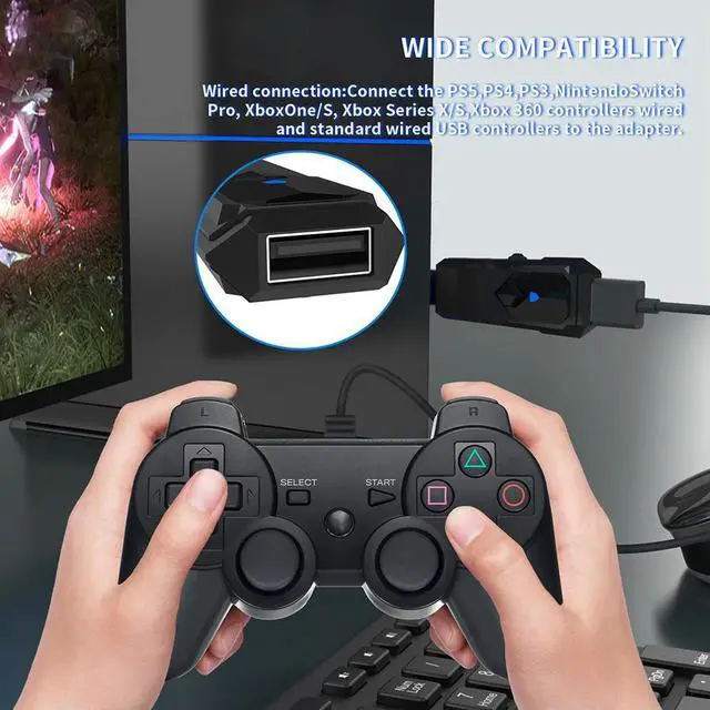 Main image of USB Gamepad Converter Bluetooth-Compatible/Wired Wireless Converter Wireless Controller Converter for PS4/PS3/Switch/PC