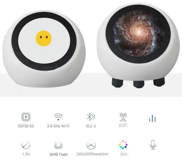 Alt view image 2 of 3 - ESP32-S3 Development Board Multi-Function Mini Robot Tabletop Ornaments LCD Display Assistant Robot 1.28in for Home Office