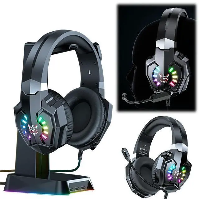 Alt view image 3 of 3 - Wired Gaming Headset with Mic & RGB Gamer Headset Noise Cancelling Stereo Gaming Headphones for XBox One PC Laptop Tablet