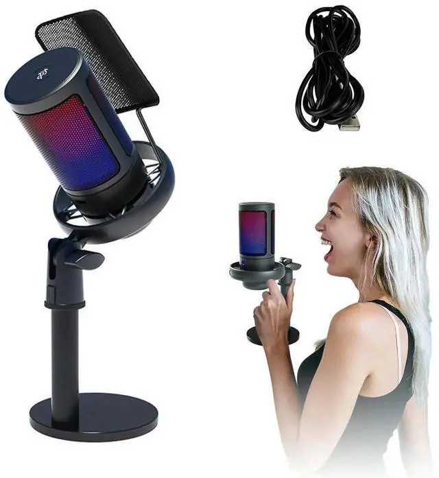 Main image of USB Condenser Microphone RGB Computer Microphone with Pop Filter for Studio Recording Streaming Content Creation