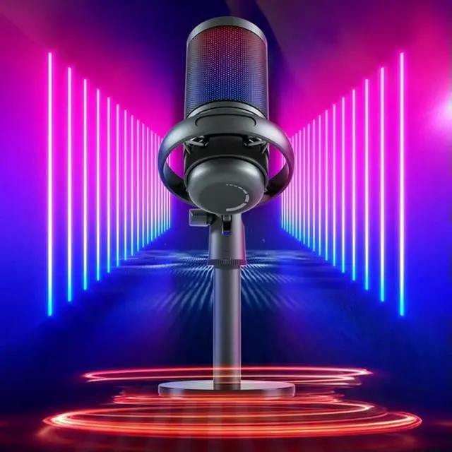 Alt view image 3 of 3 - USB Condenser Microphone RGB Computer Microphone with Pop Filter for Studio Recording Streaming Content Creation