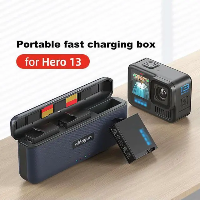 Alt view image 3 of 3 - 3-Channel Charger Batteries Case 12 V PD3.0/PD2.0 Protocols with Micro SD Slots & Type C Cable for GoPro Hero 13