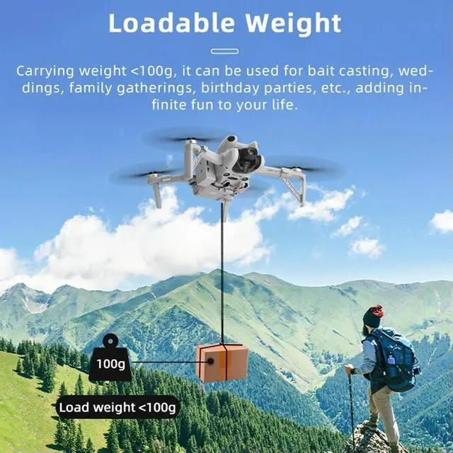 Alt view image 3 of 3 - For Mini 4 Pro Drone Airdrop Thrower System Payload Delivery Thrower Drone Remote Thrower for Fishing and Casting Farther