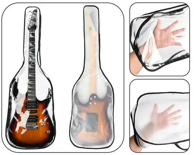 Alt view image 3 of 3 - Electric Guitar Bag Transparent Guitar Backpack Double Zipper Guitar Case Cover for 39 Inch Guitars