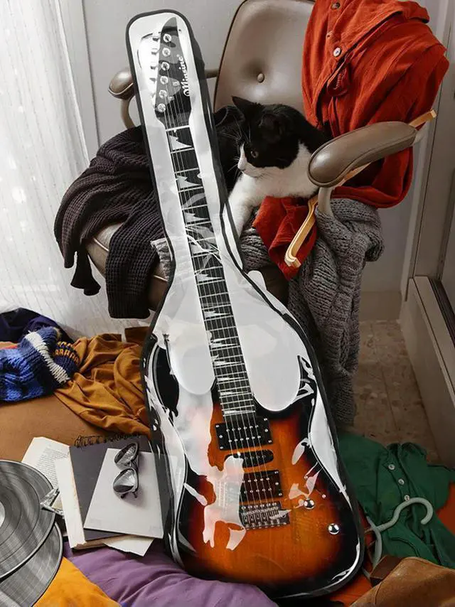 Main image of Electric Guitar Bag Transparent Guitar Backpack Double Zipper Guitar Case Cover for 39 Inch Guitars