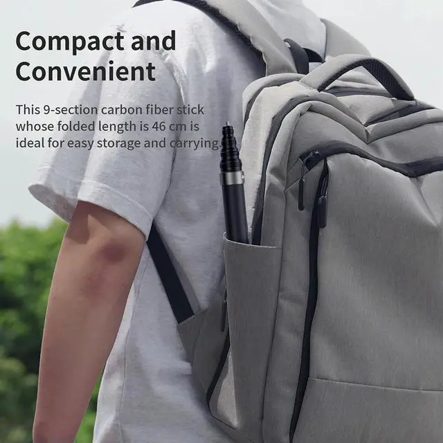 Alt view image 3 of 3 - 3M Invisible Selfie Stick Waterproof Carbon Fiber Extended Monopod Adjustable Extension Pole for X5/X4/Ace Pro 2 Access