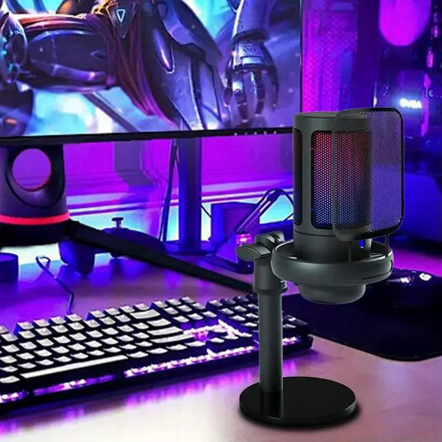 Alt view image 3 of 3 - USB Computer Microphone RGB PC Mic with Pop Filter PC Condenser Mic for Studio Recording Streaming Content Creation
