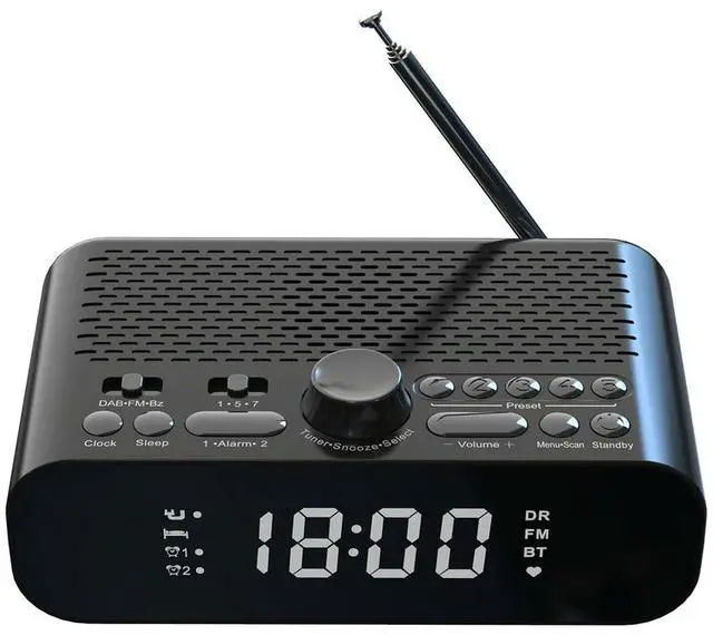 Alt view image 2 of 3 - Portable DAB FM Radio BT LED Display Digital Radio Operated Radio Rechargeable Clock Radio for Home Outdoor Gift