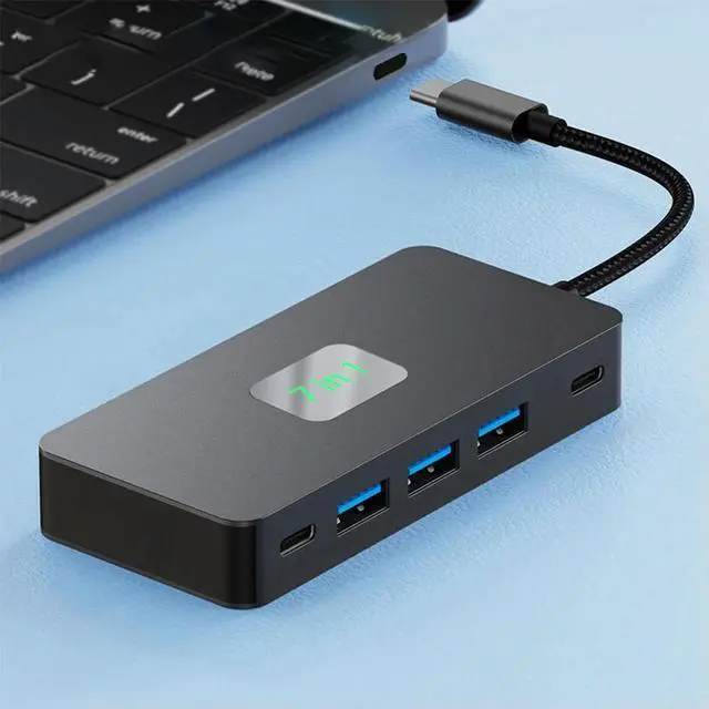 Alt view image 2 of 3 - 7 in 1 USB C Docking Station Dual HDMI-Compatible Monitor PD 100W USB C Dock 3* USB3.0 & 1*USB-C with 2 4K HDMI-Compatible Ports