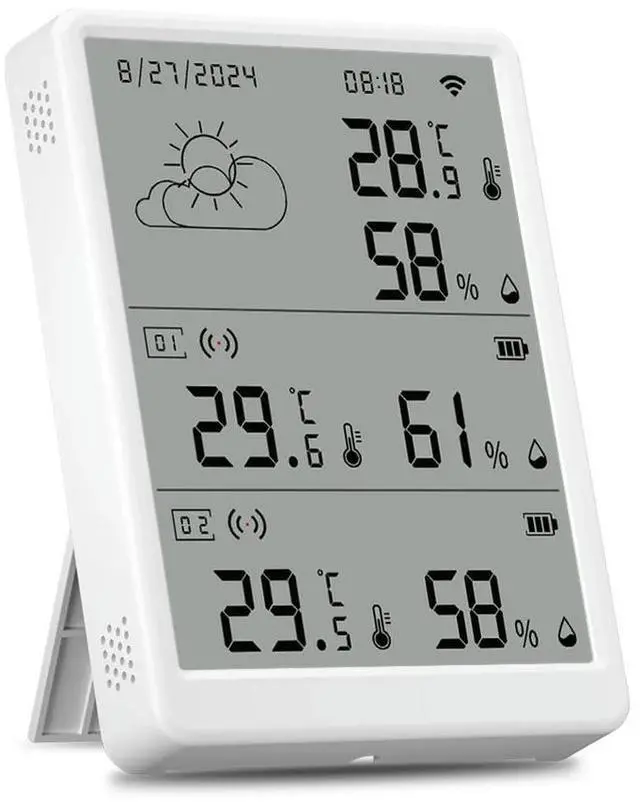 Alt view image 2 of 3 - Wireless Weather Station Digital Room Thermometer Indoor Outdoor Hygrometer Digital Hygrometer Thermometer Clock Calendar