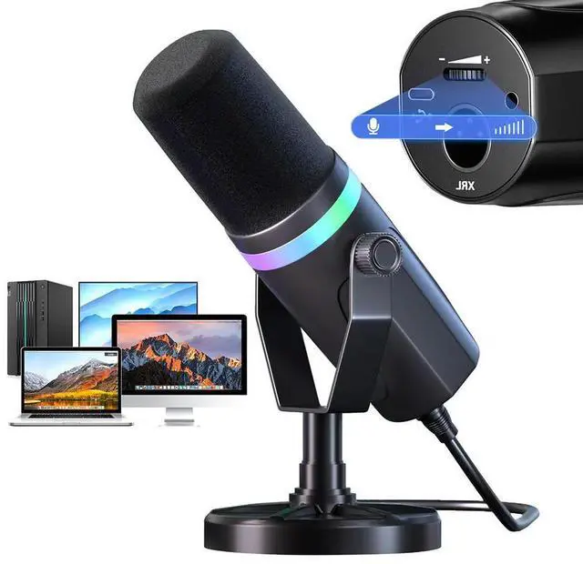 Main image of USB XLR Dynamic Gaming Microphone RGB PC Computer Gaming Mic for Studio Recording Streaming Content Creation