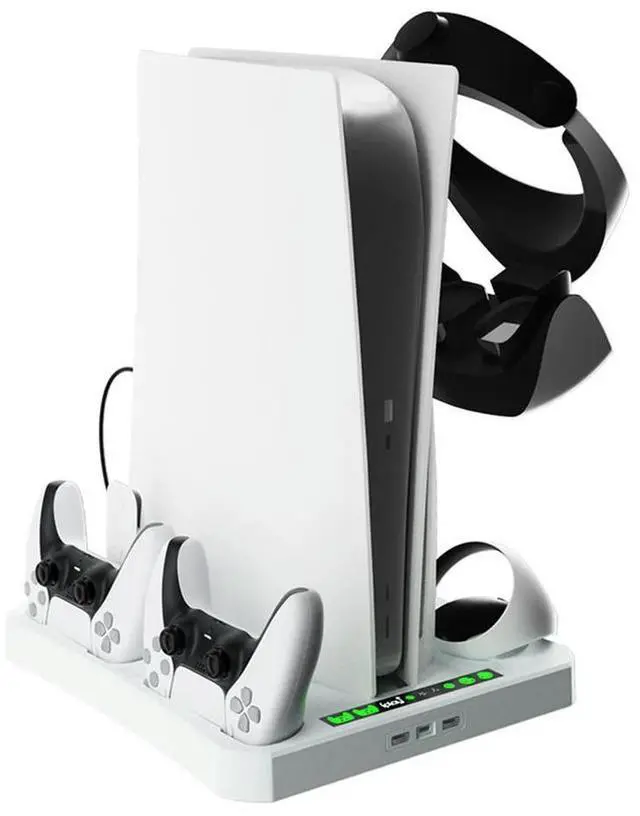 Alt view image 2 of 3 - Multi-Function Controller Charging Station Game Helmet Rack Controller Charger Stand Controller Cooling Station for PS VR2