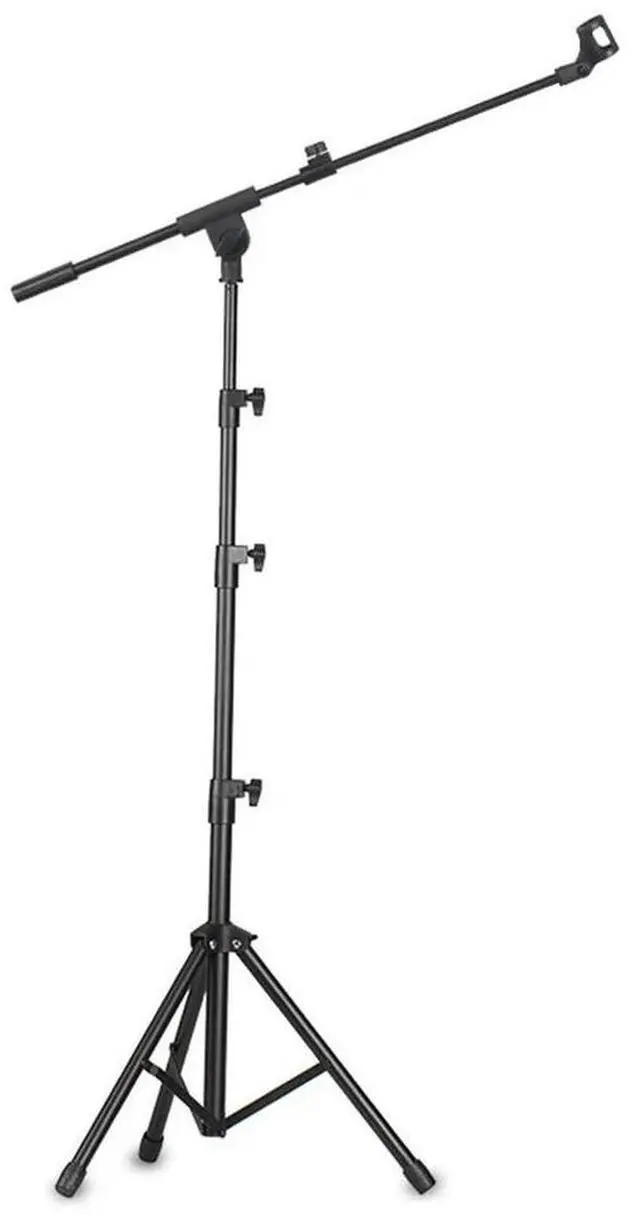 Alt view image 2 of 3 - Microphone Stand Tripod Boom Arm Mic Holder with Carrying Bag and 2 Mic Clips Height Adjustable for Singing Performance